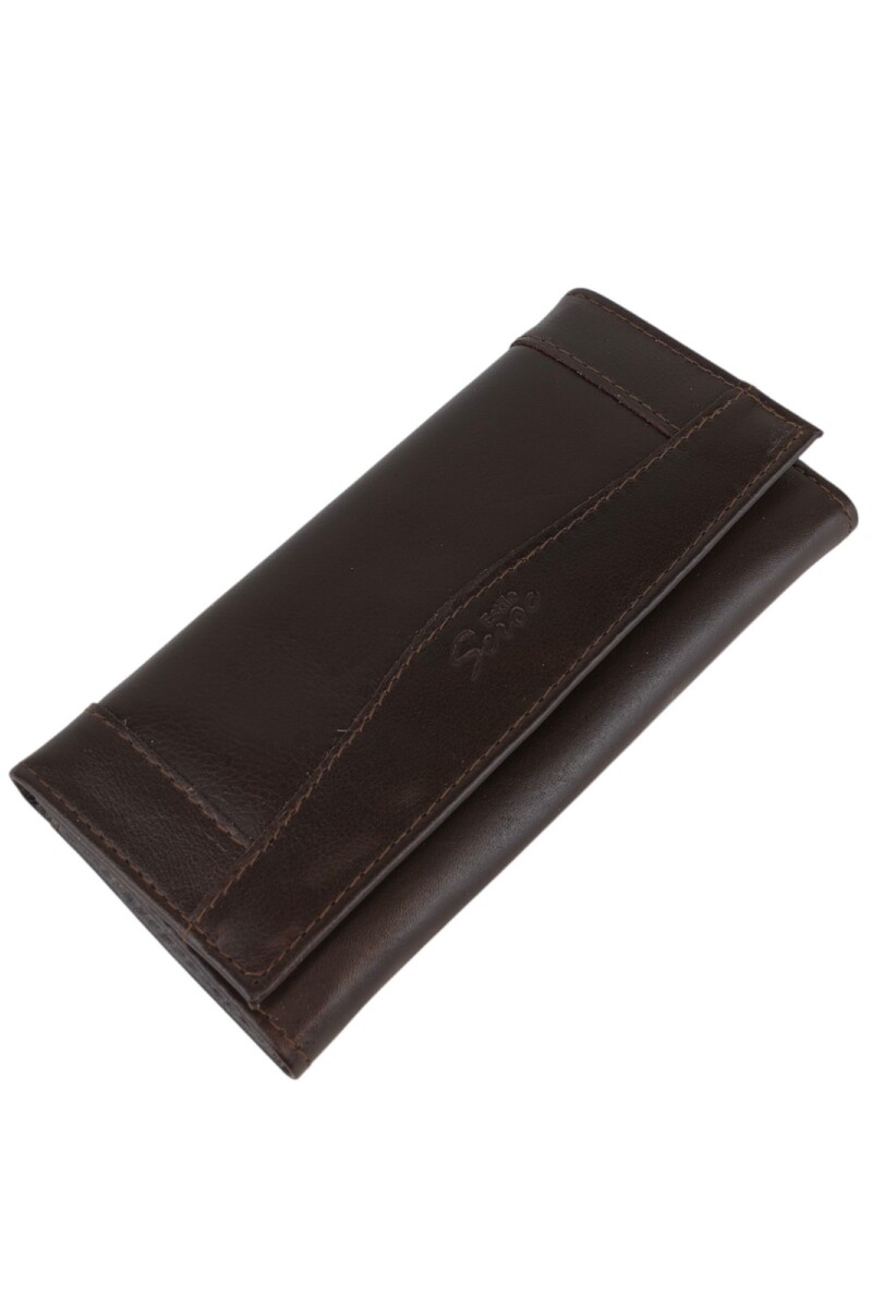 Elegante Billetera de Dama Trifold | Cuero Auténtico y Máxima Capacidad de Organización Marrón