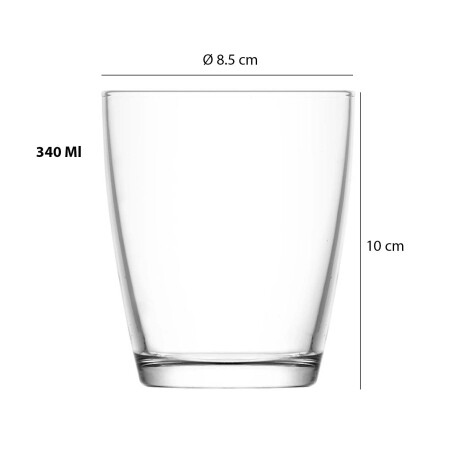 Set X6 Vasos Agua Refresco Bebidas Vega en Vidrio 340Ml Lav Transparente