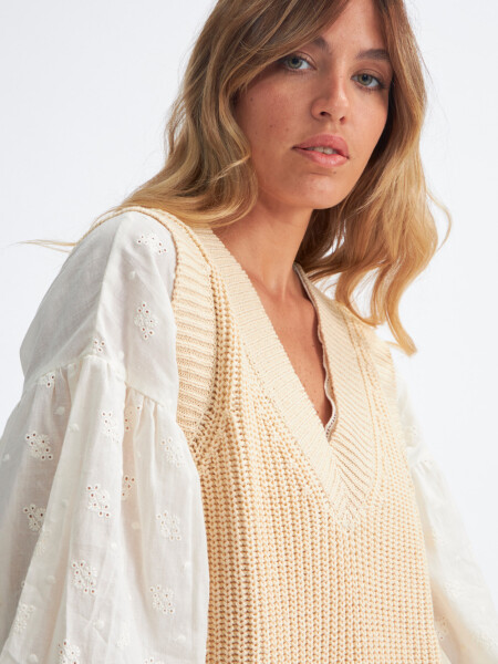Chaleco de punto largo Beige