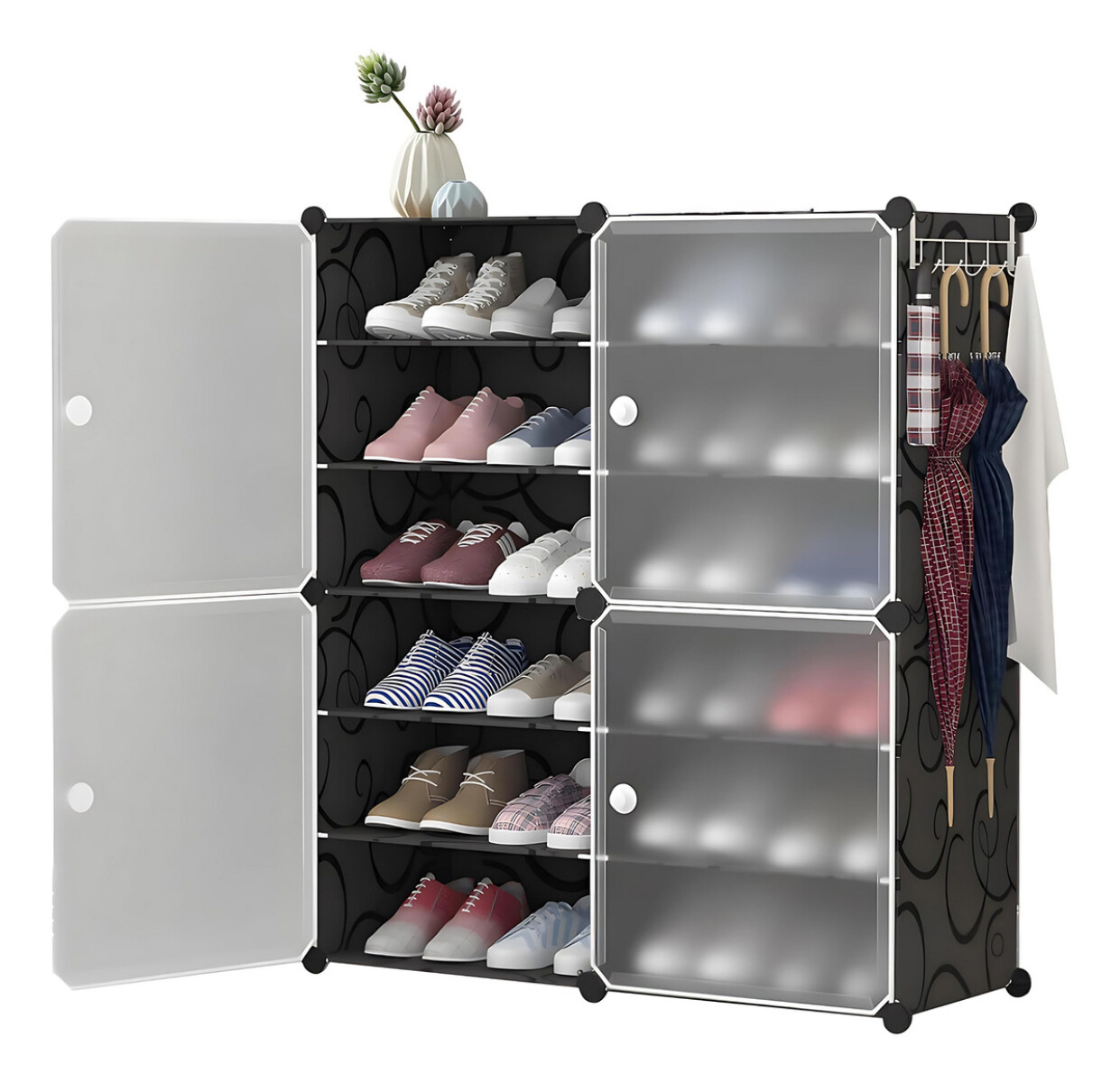 Zapatera 4 Puertas Organizador Multiuso Armable Moderno - Marrón 