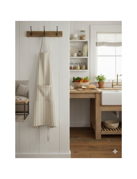 DELANTAL ALGODÓN 60X85CM RAYAS BEIGE DELANTAL ALGODÓN 60X85CM RAYAS BEIGE