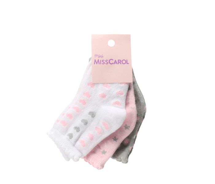 Medias MINI Miss Carol Pack X3 Blanco - Rosado