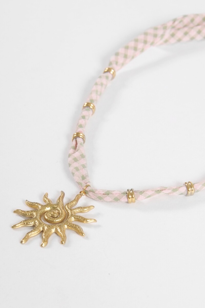 Collar acero cordón dije sol dorado