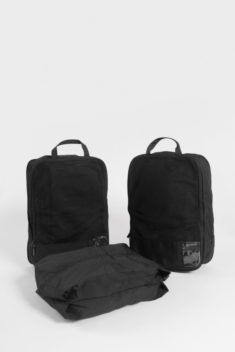 Set de 3 estuches de viaje con compartimentos grandes negro