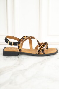 Sandalia Cuero Animal Print Marron