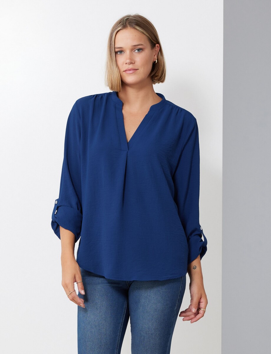 Blusa Escote V - Azul 