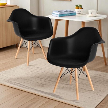 SILLA DE COMEDOR EAMES CON APOYABRAZO Silla Eames Negra con Posabrazos