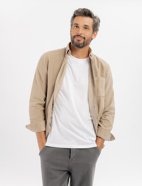 Camisa lisa pana beige
