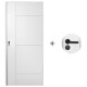 Puerta Desarmada Interior en MDF con Marco y Cerradura Lumax Blanca Lisa Diseño Ankara Herraje Negro