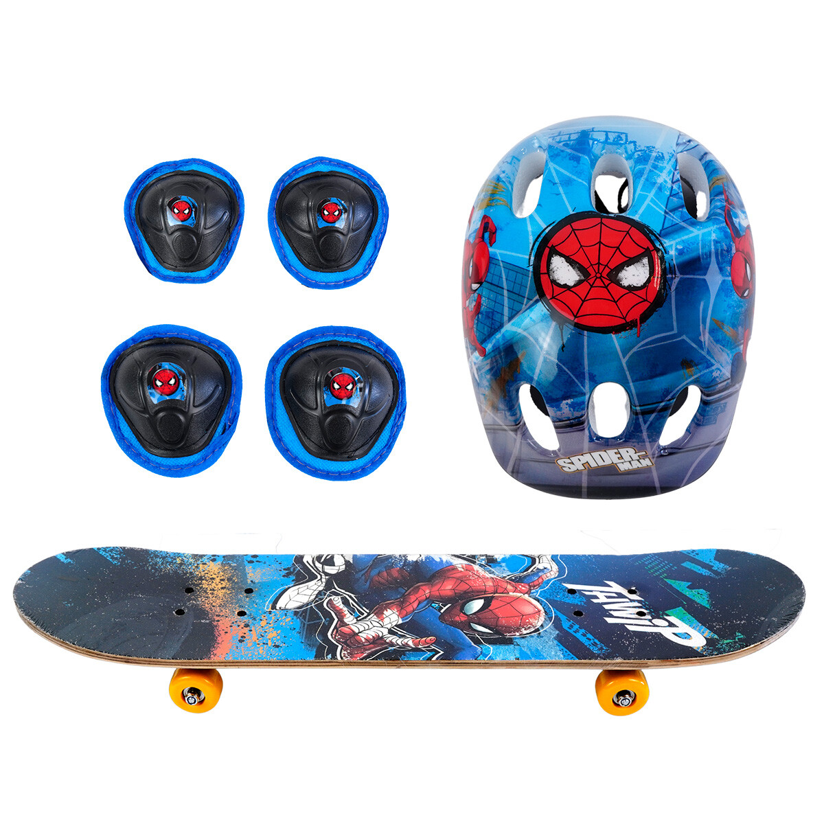 Skate Spiderman con casco y set de proteccion 