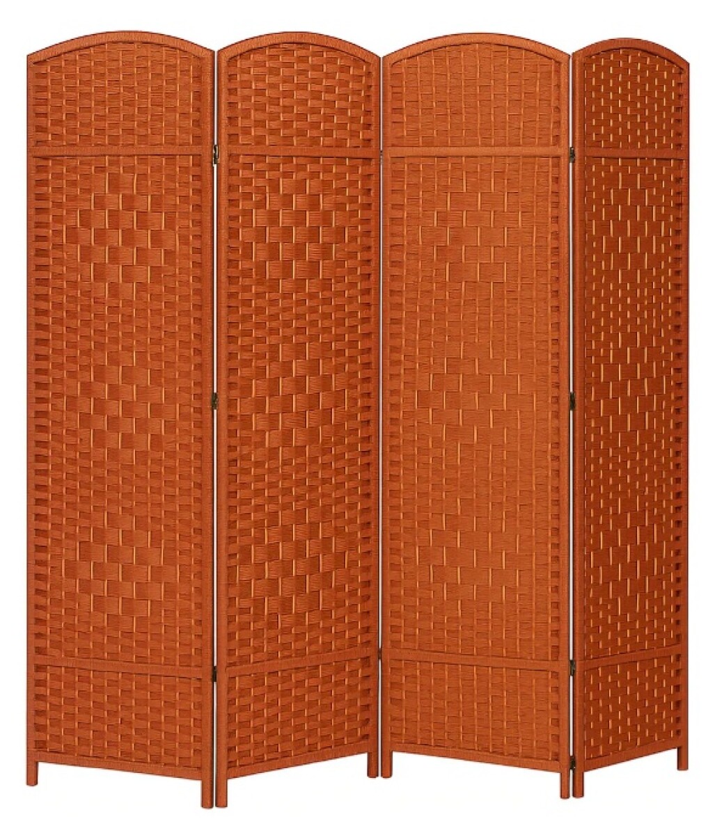 Biombo Separador Ambiente 4 Hojas Madera Moderno Natural - Marrón 