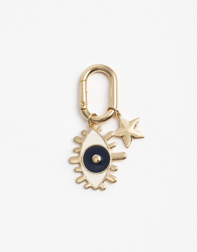 Llavero Metal Llavero Y Bag Charm Metálico De Ojo Místico Y Estrella - Dorado