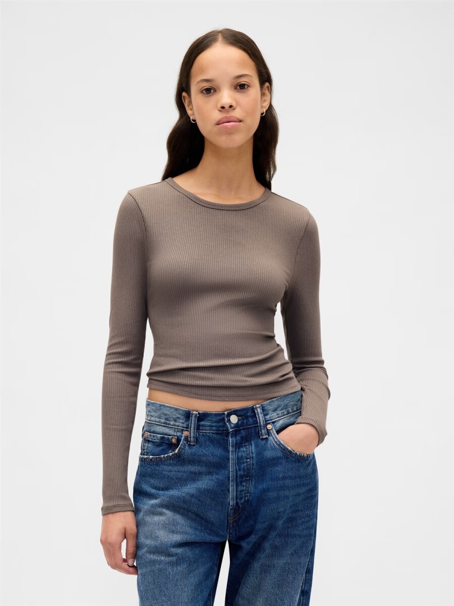 Remera Rib Manga Larga Mujer - Plymouth Rock 