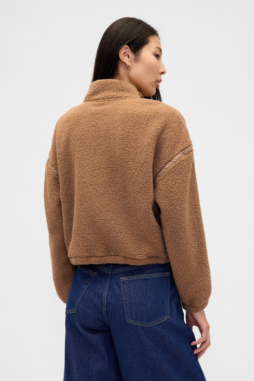 Buzo Polar Medio Cierre Logo Gap Mujer Camel Hair