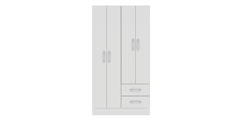 Ropero Armario 4 puertas 2 cajones con estantes y perchero 170 x 90 x 36 cm  - Blanco