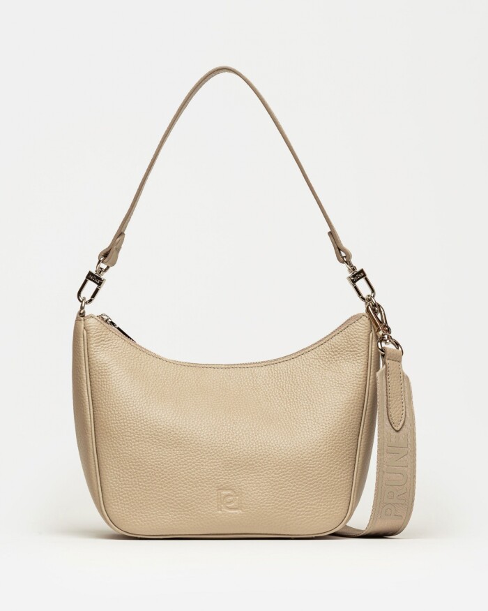 Bandolera Venice en cuero graneado Taupe