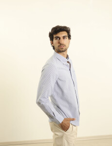 012571 CAMISA HARRINGTON LABEL Blanco/azul