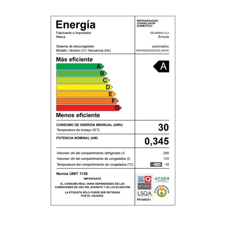 Heladera Enxuta RENXMD22400I Frío Seco Inv 40 lts 001