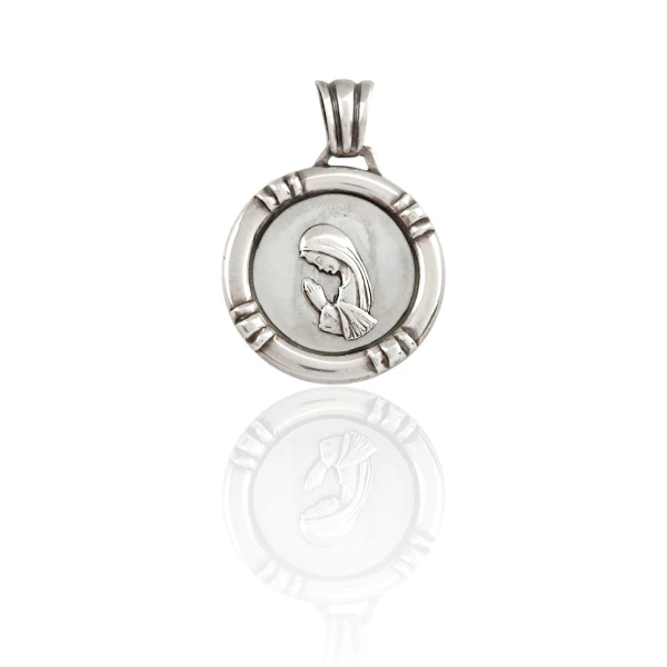Dije Colgante Virgen Niña-Plata 925-Nacar-CP3649 conpiedra