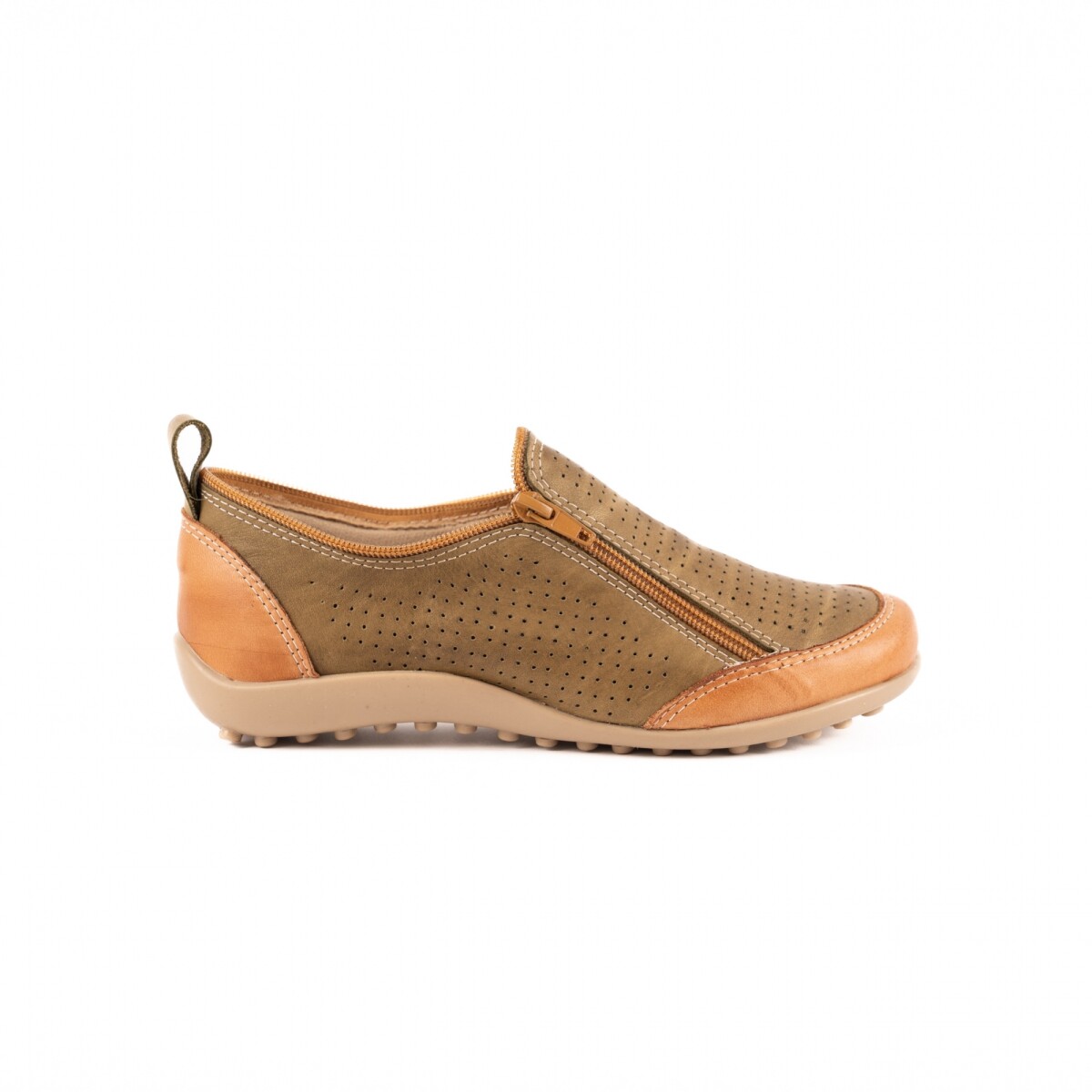Zapato zipper calado - Verde combinado 