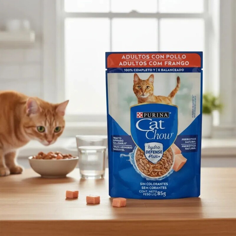CAT CHOW EN SALSA ADULTOS POLLO 85 GRS CAJA X 15 UNIDADES