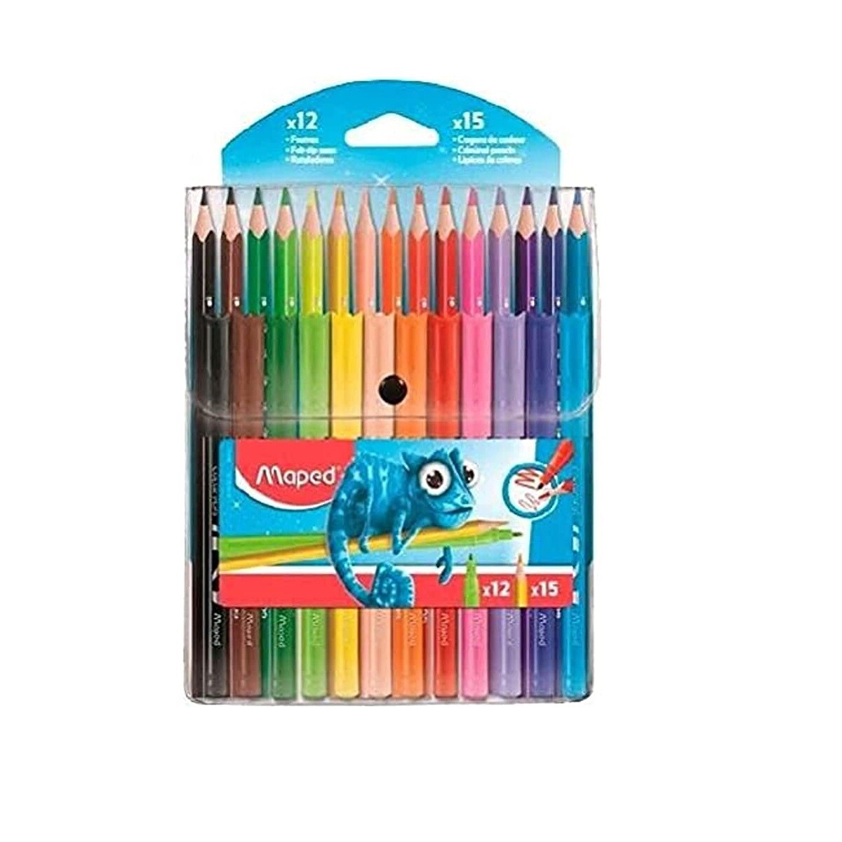 SET MAPED COLOR PEPS 12 MARCADORES + 15 LÁPICES - Único 