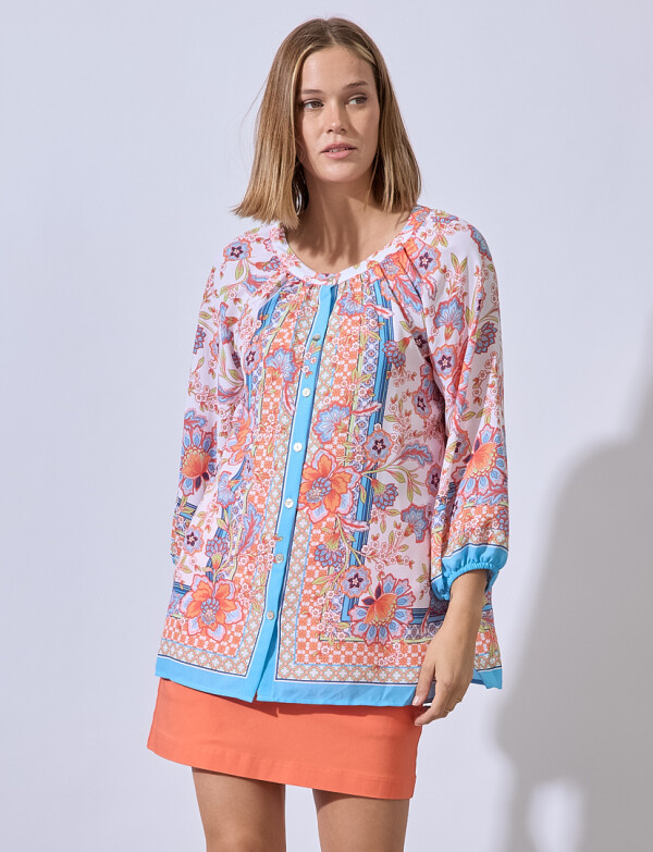 Blusa Print Flores MULTI/BLANCO