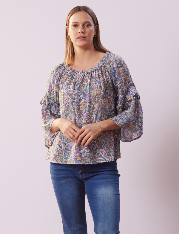 Blusa Printed MULTI/AZUL