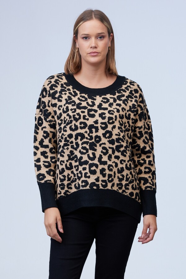 Buzo Animal Print NEGRO/BEIGE