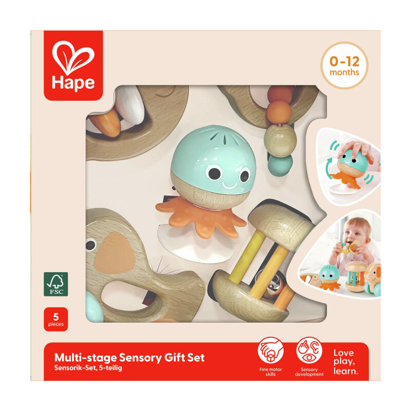 Set Sensorial Sonajeros de bebé 5 piezas Hape Set Sensorial Sonajeros de bebé 5 piezas Hape