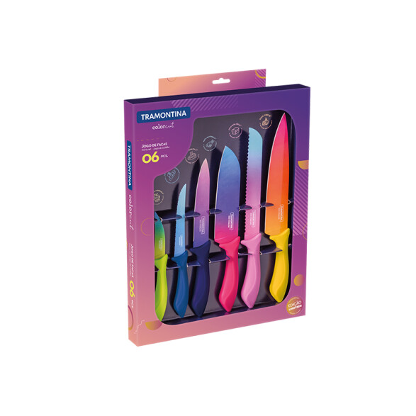 Juego 6 cuchillos "COLORCUT" -TRAMONTINA TN9705