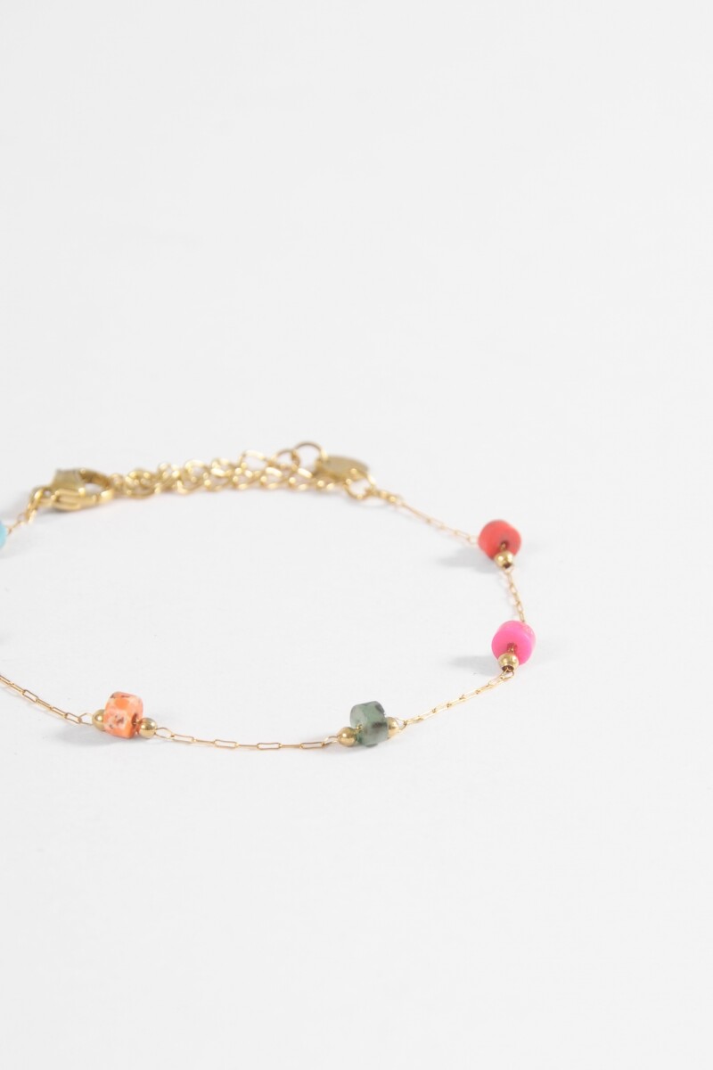 Pulsera piedras acero dorado