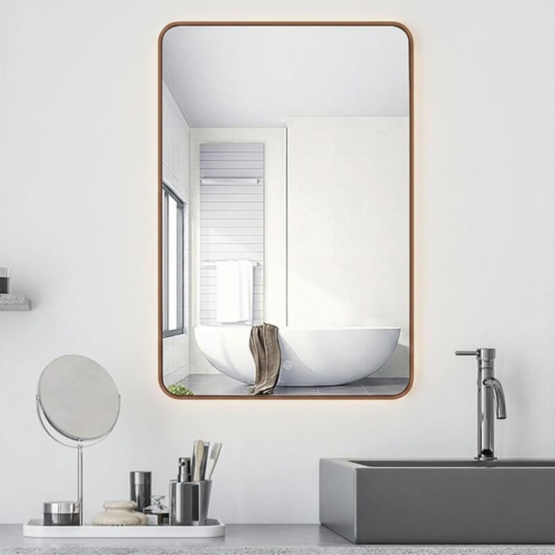Espejo Vertical Lumax Suleban c/marco y luz 90x70cm Dorado