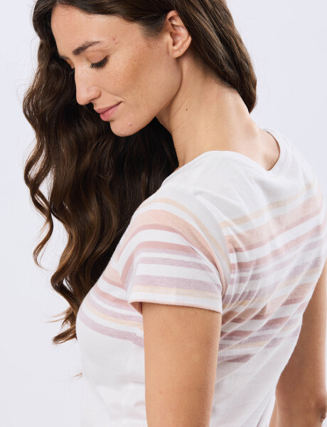 REMERA RAYADA DE ALGODÓN Blanco