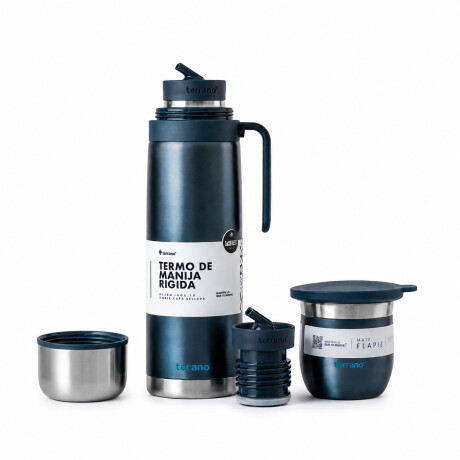 Kit Matero Terrano Box con Termo 1LT y Mate AZUL-METALICO