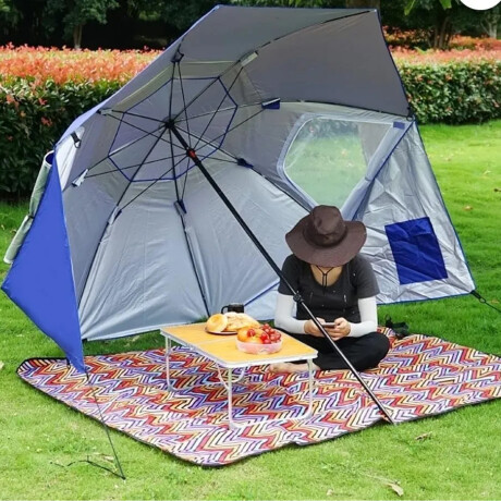 Sombrilla Tela Oxford Ventanas y Bolsillos Laterales Bolsa Azul