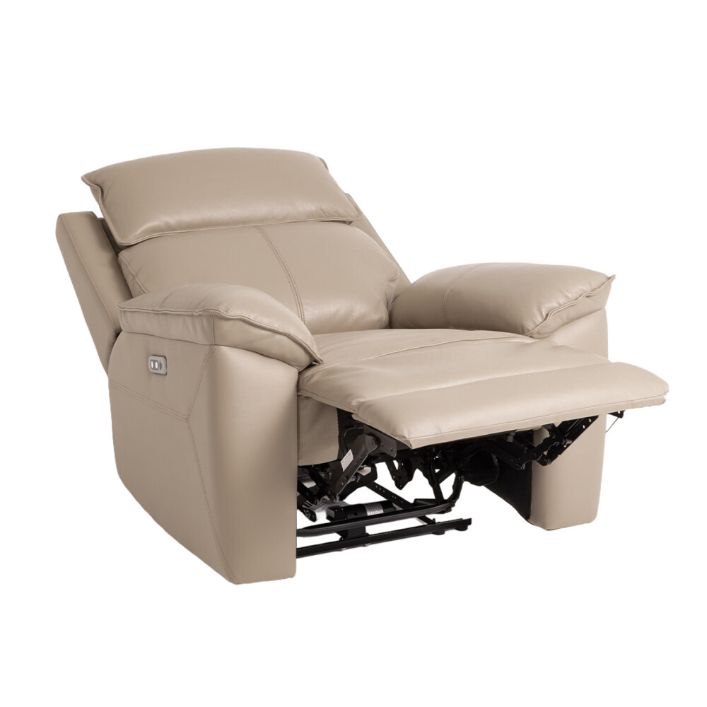 RECLINER ELÉCTRICO 1 CUERPO CUERO-Y-SIMIL-CUERO MARRON JOSHUA TAUPE