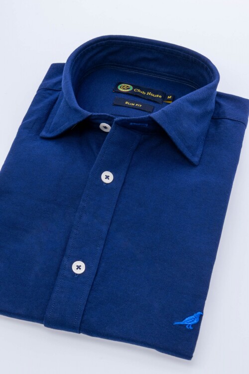 Camisa short collar Oxford Azul Marino
