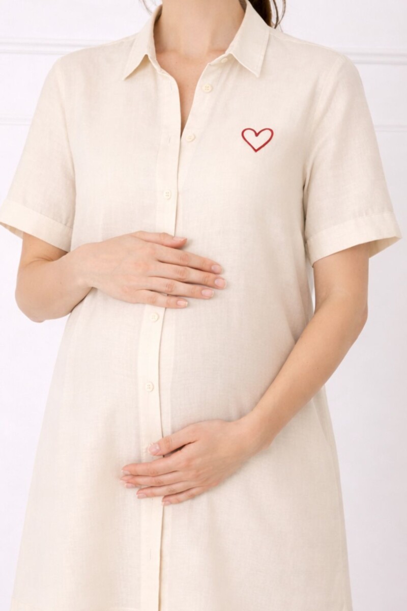 Camisa Maternal Pupa – Viscosa suave con bolsillos prácticos Crema