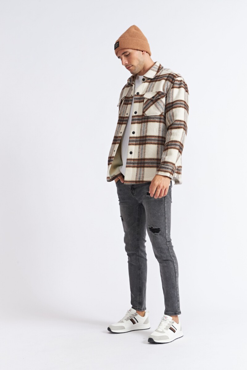Sobre Camisa Hombre Viyela C/Sherpa A/Cuadros K.Belga - Beige 