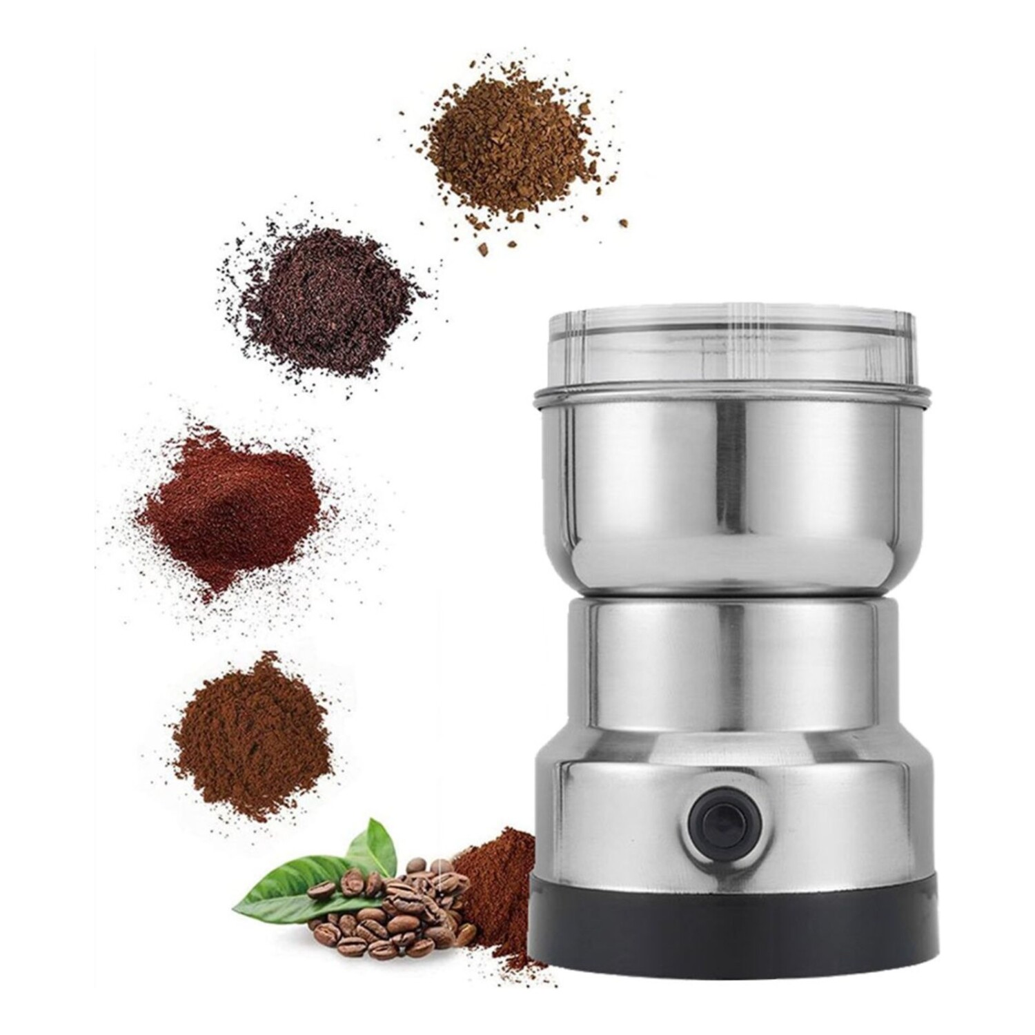 Navaris Molinillo de café eléctrico - Molino Regulable de Granos de café  Semillas Frutos Secos Especias - Moledor Profesional para 14 Tazas - Plata