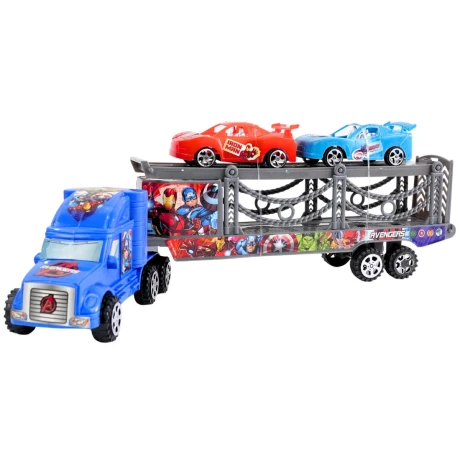 Camion cigueña a friccion de Avengers con 2 autos Camion cigueña a friccion de Avengers con 2 autos