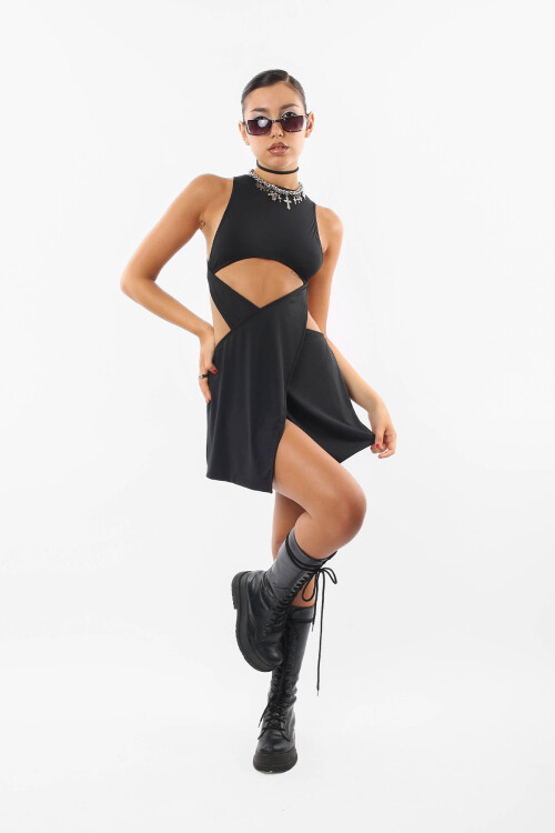 Vestido Striped Negro
