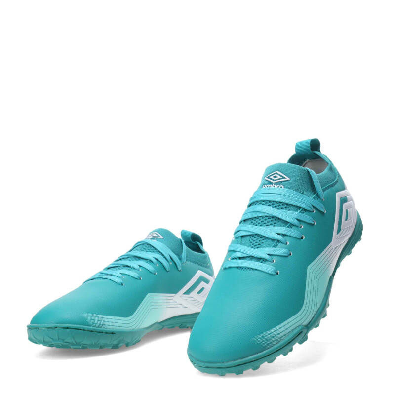 Championes de Fútbol 5 Infantiles Umbro Vibe TF Turquesa Agua - Blanco