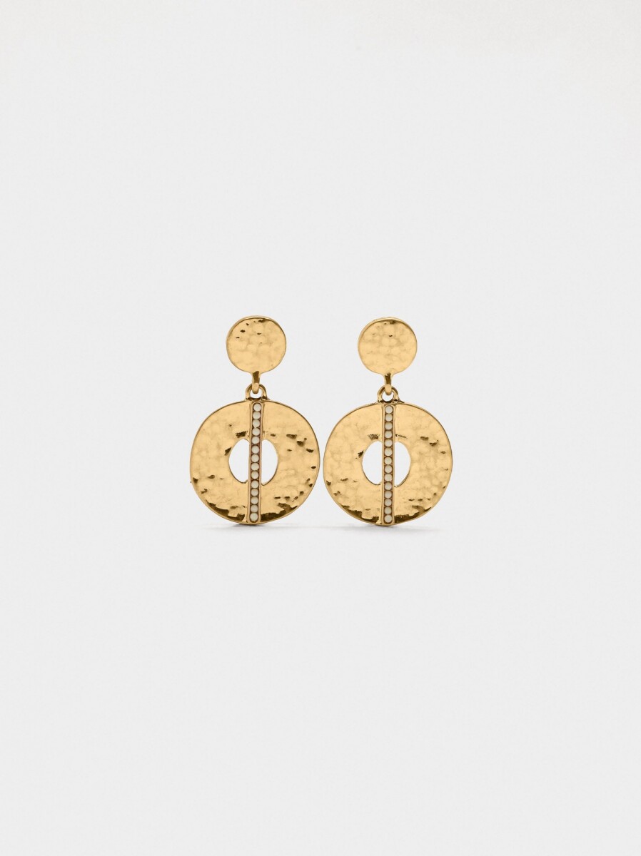 Pendientes De Aro Con Línea Central - beige 