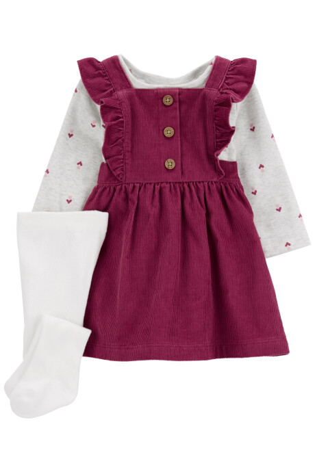 Set tres piezas, jumper de pana, remera y medias de algodón Sin color