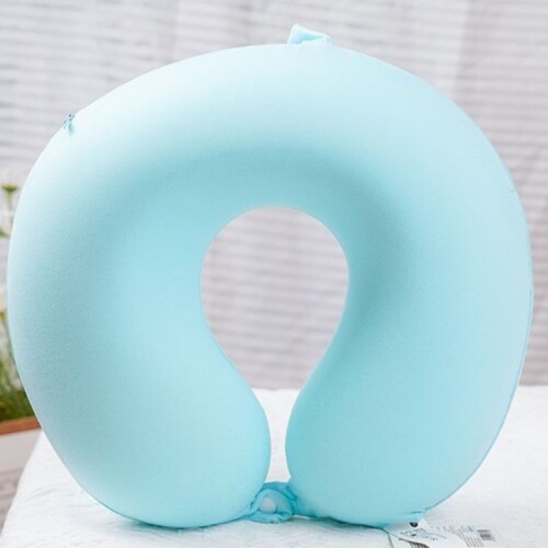 Almohada De Viaje De Espuma Viscoelástica - Seda - Celeste Almohada De Viaje De Espuma Viscoelástica - Seda - Celeste