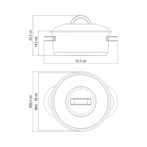 Olla honda con asas ø28cm. 8,40 lts. "solar" TF1668