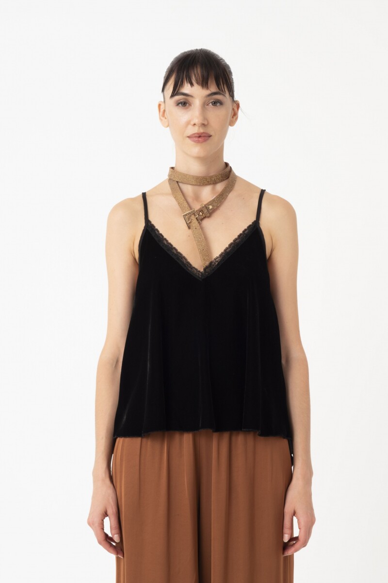 Top de bretel fino regulable Negro
