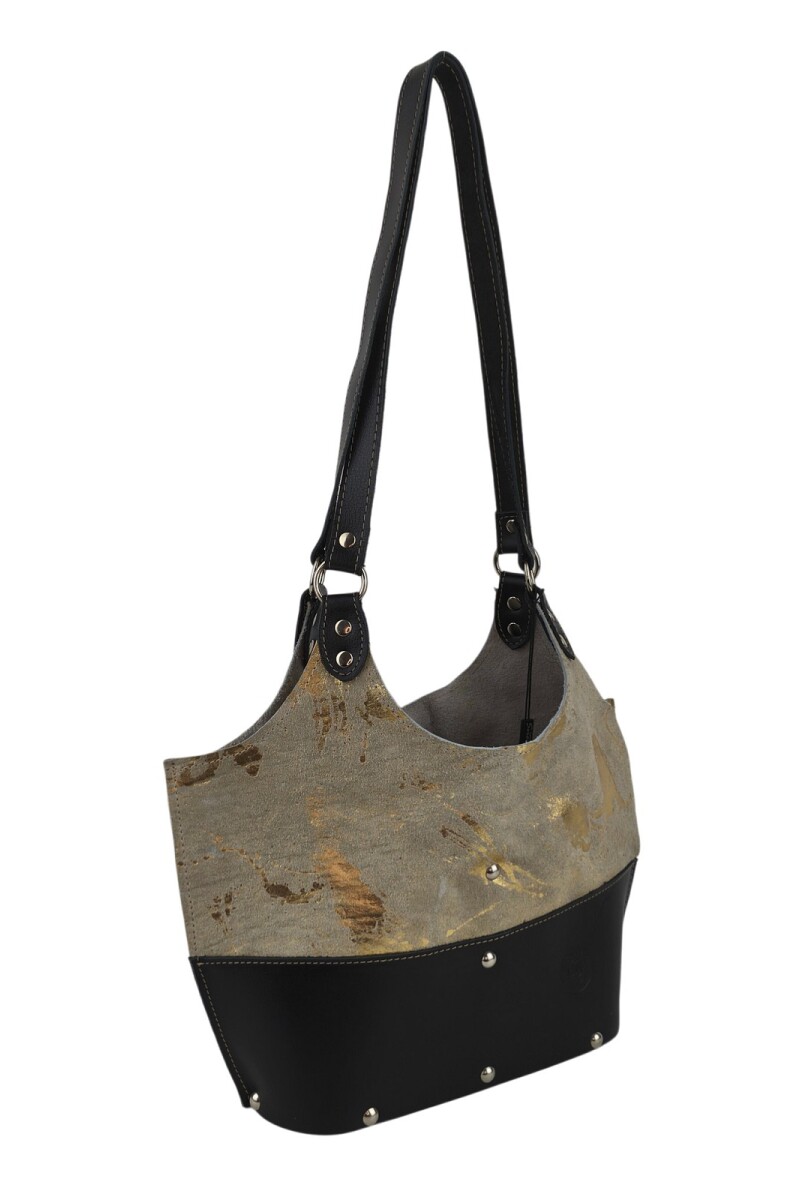 Matera dama cuero en madera dividida Beige con dorado